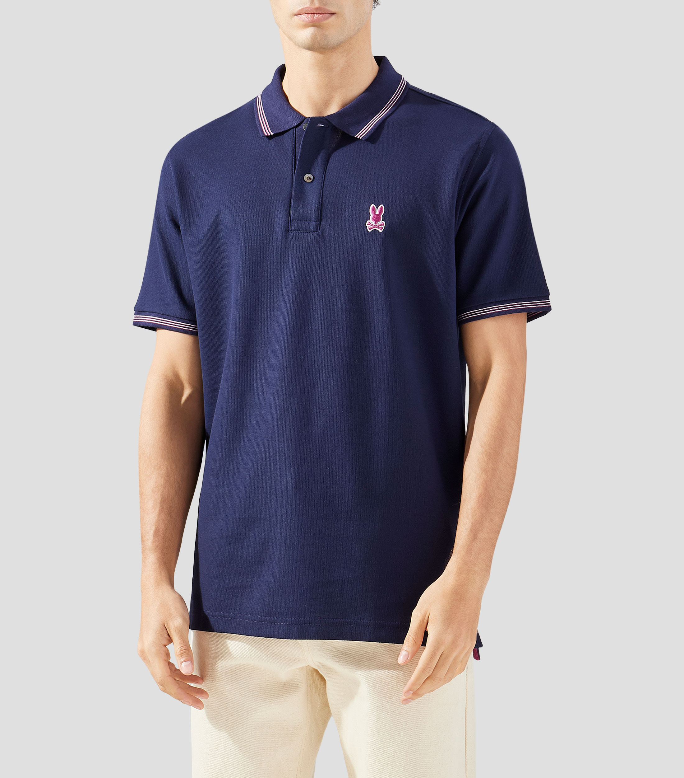Playera tipo polo manga corta lisa Hombre